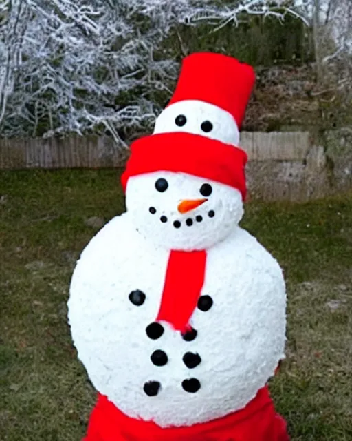 Image similar to snowman made of fresh meat!!!!!