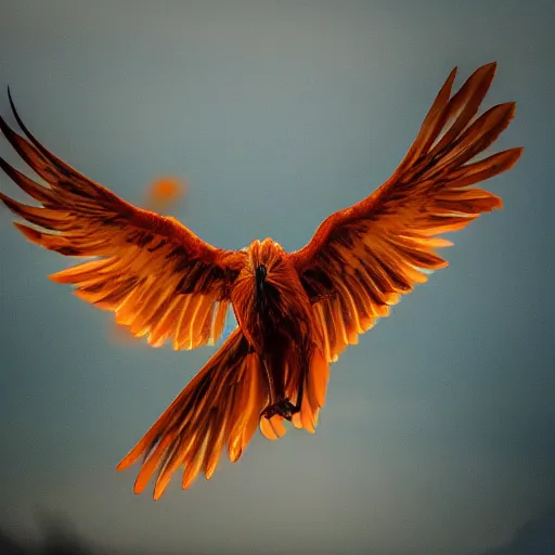 Image similar to Wildlife photography of a phoenix, award winning photograph, 8k