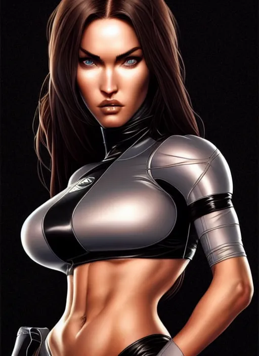 Image similar to symmetry!! gantz portrait of megan fox as rogue, unholy, intricate, highly detailed, dynamic lighting, digital art, digital painting, artstation, terence nielsen, sharp focus, illustration, art by artgerm and greg rutkowski and moebius, 8 k