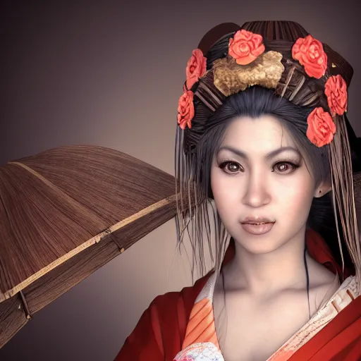 Image similar to Shakira Geisha, realistic, photo studio, HDR, 8k, trending on artstation