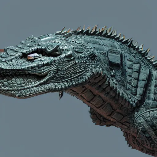 Image similar to a robotic crocodile, horizon forbidden west concept art, highly detailed, 8 k