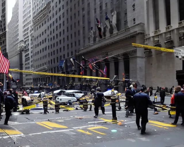 Image similar to wall street explosion, breaking news, photograph