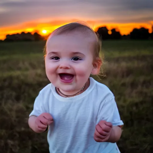 Image similar to baby smiling at sunset