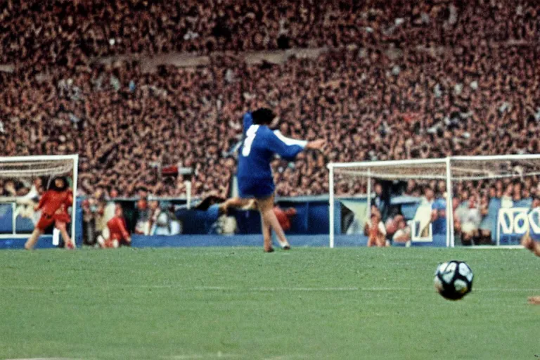 Prompt: diego maradona scoring a goal, the goal keeper is a capybara