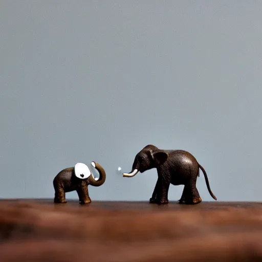 Prompt: a really tiny elephant next to an ant
