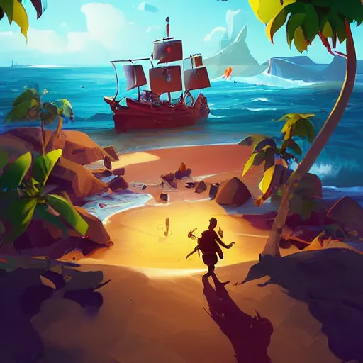 Prompt: painting treasure on sea of thieves game smooth median photoshop filter cutout vector, behance hd by jesper ejsing, by rhads, makoto shinkai and lois van baarle, ilya kuvshinov, rossdraws global illumination