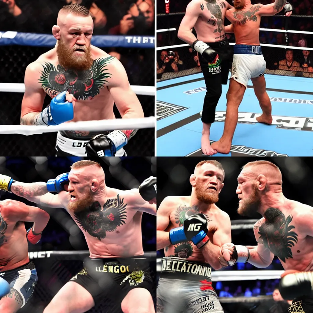 Prompt: Conor Mcgregor fighting elderly person 80 blaxploitation