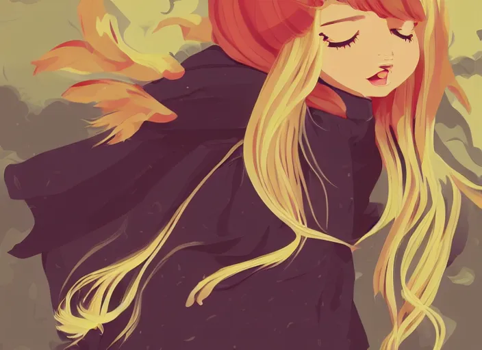 Image similar to little girl with long blonde hair on halloween. clean cel shaded vector art. shutterstock. behance hd by lois van baarle, artgerm, helen huang, by makoto shinkai and ilya kuvshinov, rossdraws, illustration, art by ilya kuvshinov