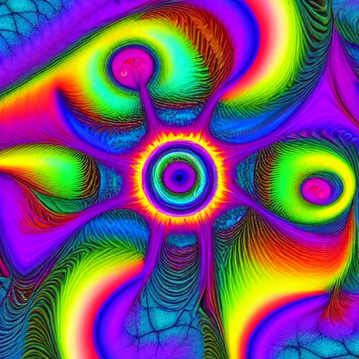 Prompt: digital art, recursion, fractal, vibrant colors, psychedelic
