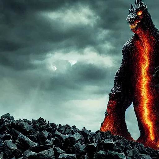 Image similar to dark tower, godzilla, overgrown, last day alive