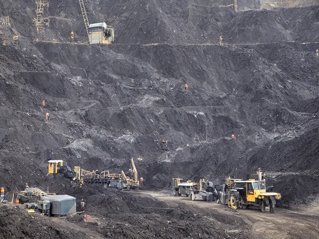 Prompt: coal mine, miners
