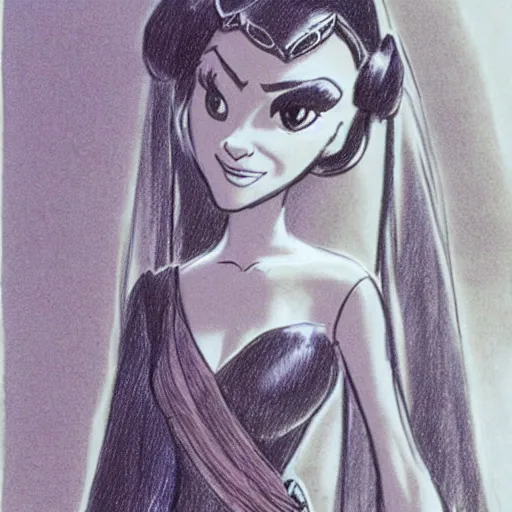 Image similar to milt kahl sketch of victoria justice as princess padme from star wars episode 3