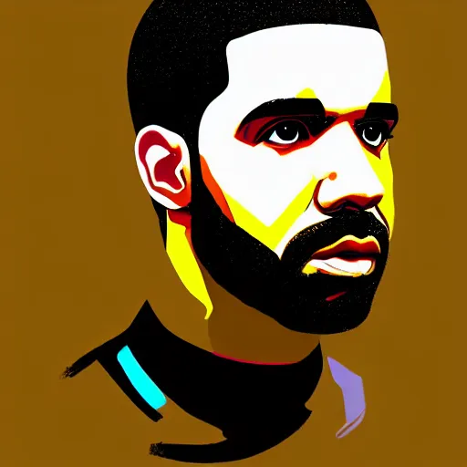 Image similar to Drake portrait, digital artwork by Victor Moscoso, trending on artstation