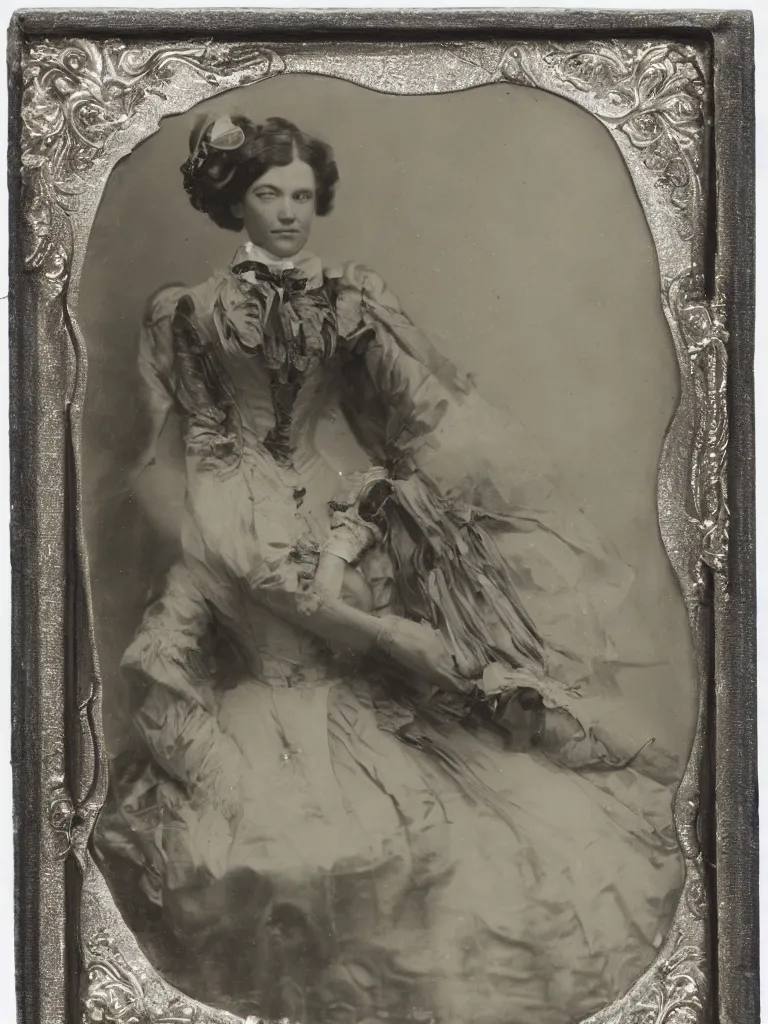 Prompt: a silver gelatin photo, portrait of a dolphin dressed as a wealthy southern woman 1 8 5 0 s