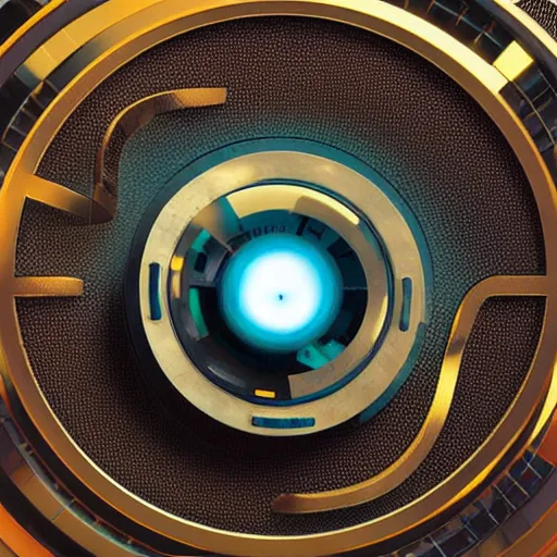 Image similar to circular futuristic and metallic token with ( ( kynthic ) ) in the center, sharp details, art style by beeple and android jones