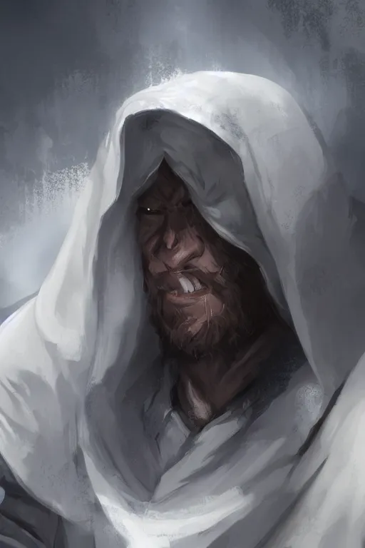 Prompt: a mysterious guy in a white cloak stopping a bus from hitting him by using his telekinetic powers, fantasy, digital painting, WLOP, trending on artstation, 8k, epic composition, highly detailed, sharp focus