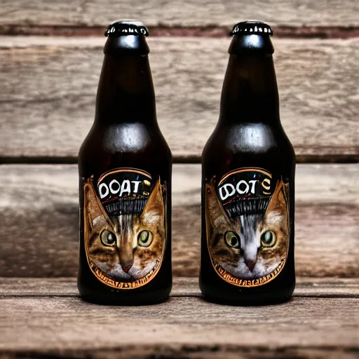 Image similar to photo of cat's demise beer by dogfish head, 1 2 oz bottle with sweat, ( eos 5 ds r, iso 1 0 0, f / 8, 1 / 1 2 5, 8 4 mm, postprocessed, 4 k )
