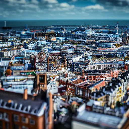 Image similar to a diorama of brighton, uk. tilt shift photography