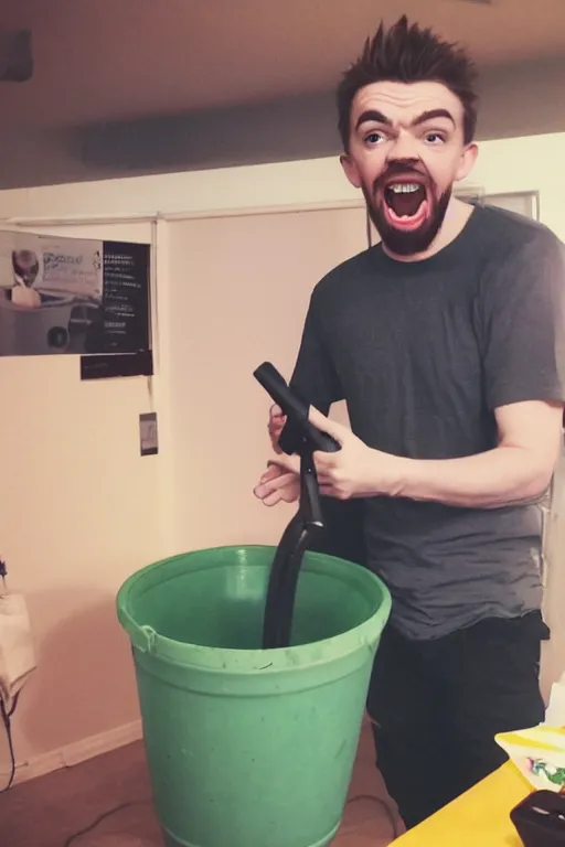 Image similar to jacksepticeye yelling at a bucket