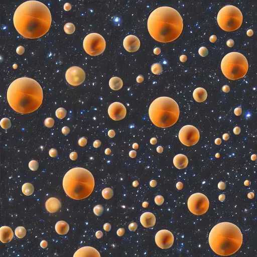 Image similar to army of balls with universes inside, hubble background, 5 5 mm