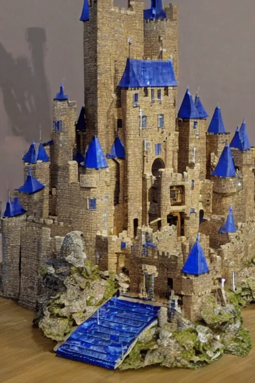 Prompt: a huge castle made out of sapphire stone