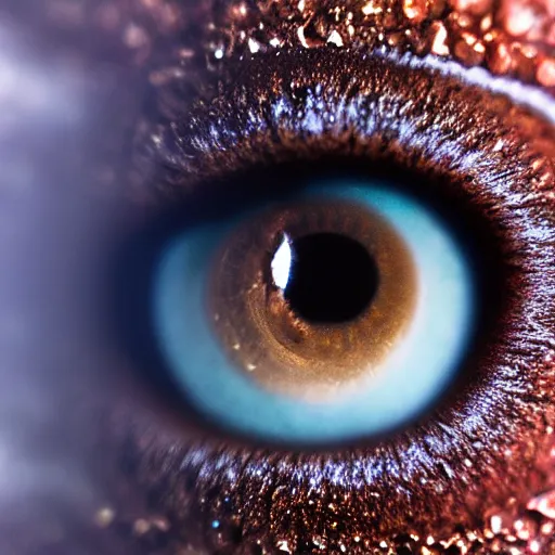 Prompt: close - up of eye with reflection of milky way inside, macro photography