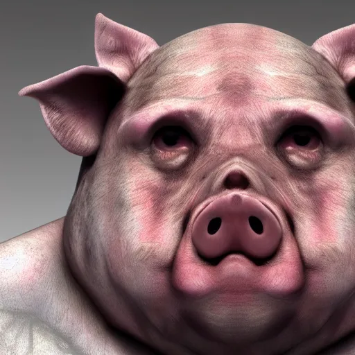 Image similar to human pig hybrid, high definition, photorealistic