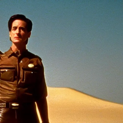 Image similar to A still of Agent Cooper from Twin Peaks in Dune (1984)