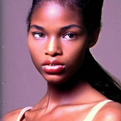 Image similar to aesthetic photo of a beautiful 1 9 8 7 black young female model, trending on pinterest