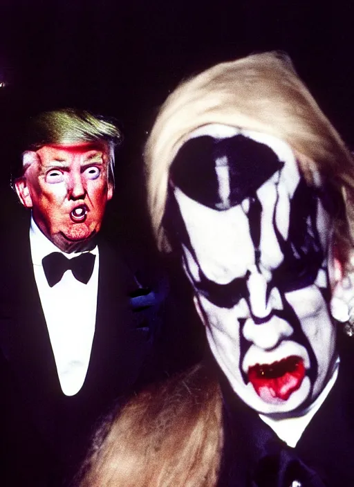 Image similar to candid photo of donald trump as a gothic vampire in the 1 9 9 0 s