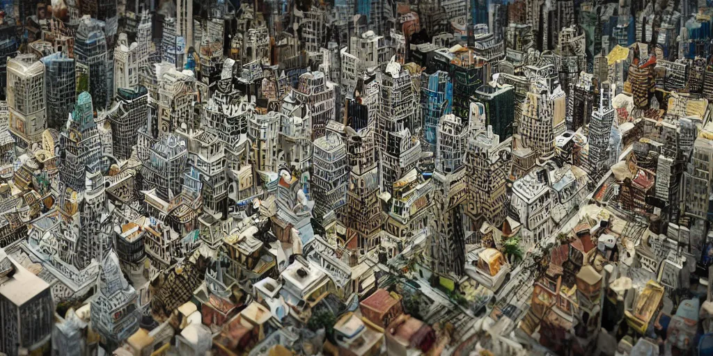 Image similar to society of mice build a cityscape utopia out of a human bathroom, photo realistic, wild angle lens, zoomed out overview, nat geo award winner