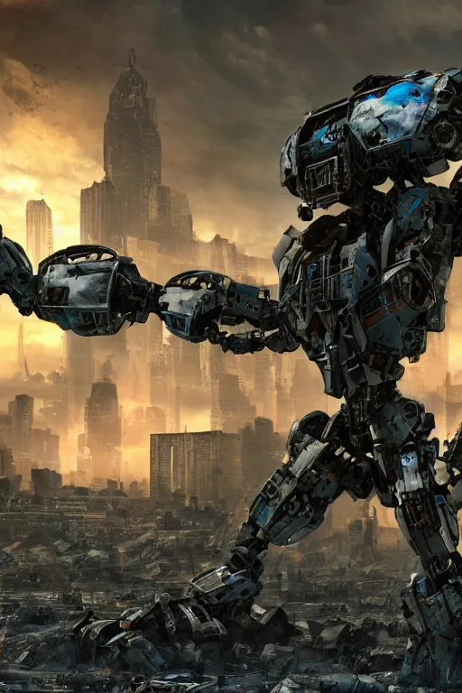 Image similar to a futurecore boxing humanoid mecha in ruin city, bright, by real steel ( 2 0 1 1 ), eve venture, raymond swanland, cryengine, post apocalyptic, mechanical structure, unreal engine 5, camouflage scheme, sharp focus, 8 k realistic, hyper detailed, bright, ray tracing, realistic shaded, smooth face