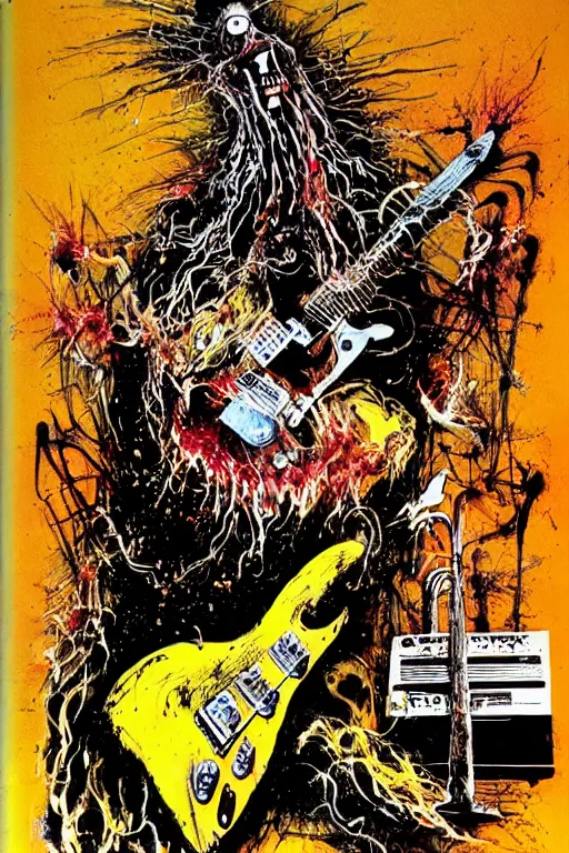 Image similar to electric guitar from hell by ralph steadman