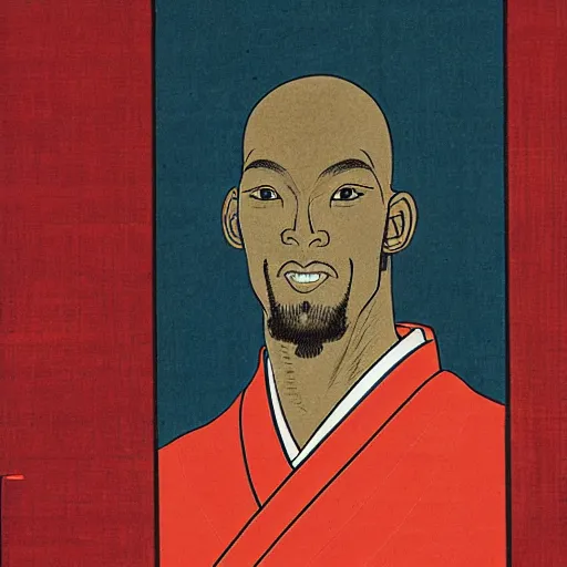 Prompt: ukiyo-e portrait of emperor kevin garnett