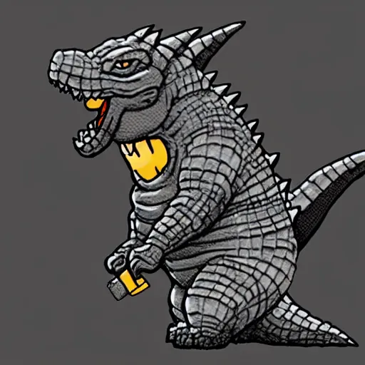 Prompt: Smol chibi Godzilla