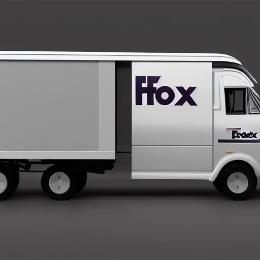 Image similar to retro futuristic fedex delivery truck, artstation, cgsociety concept art