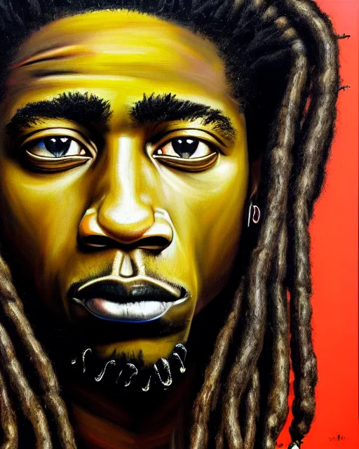 Image similar to A extremely ultra highly detailed majestic hi-res beautiful immaculate head and shoulders award winning painting stunning masterpiece of the face of a strong black african man with dreadlocks by Jean-Michel Basquiat, 8k, high textures, ultra hyper sharp, insanely detailed and intricate, super detailed, 8k HDR ultra high quality