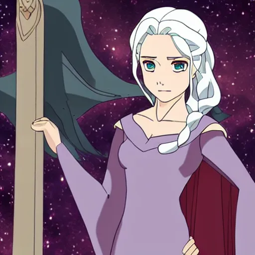 Image similar to Daenerys as an anime character from Studio Ghibli