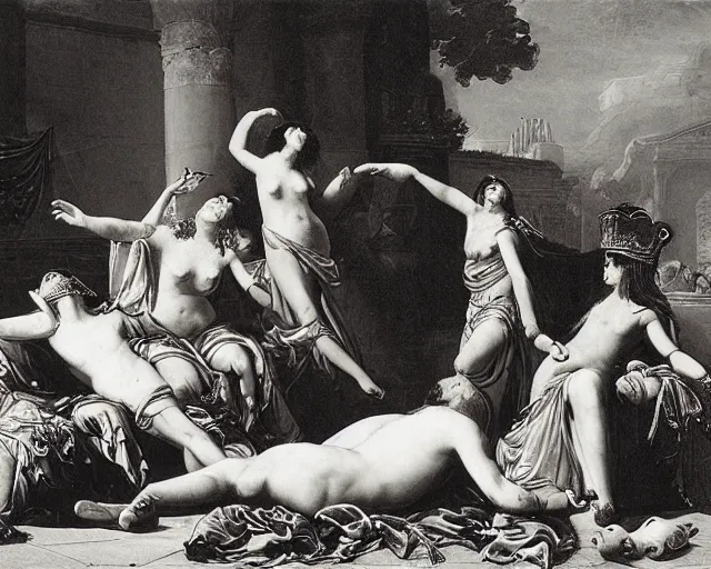 Prompt: death of cleopatra by jean - andre rixens