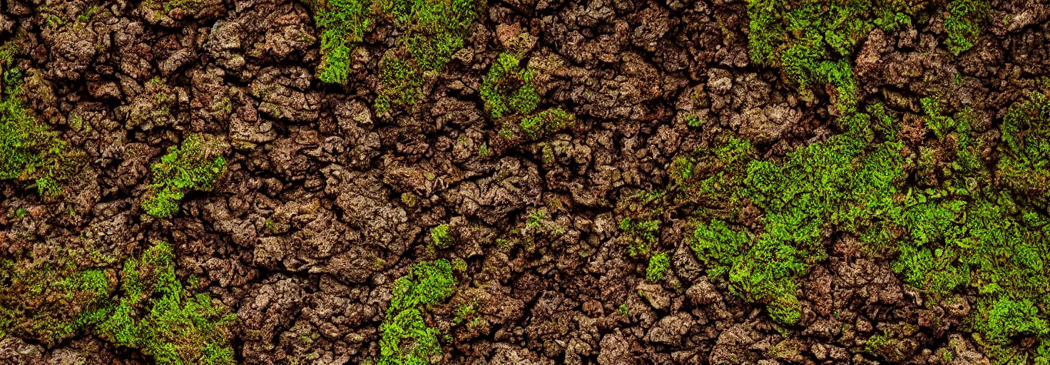 Prompt: a detailed dirt earth moss stone texture, brown, megalophobia, digital art, striking, photorealistic, brightly lit, Wes Anderson, Poster, cinematography, masterpiece