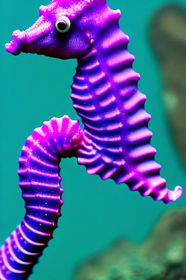 Image similar to a portrait of a purple seahorse by kokaris