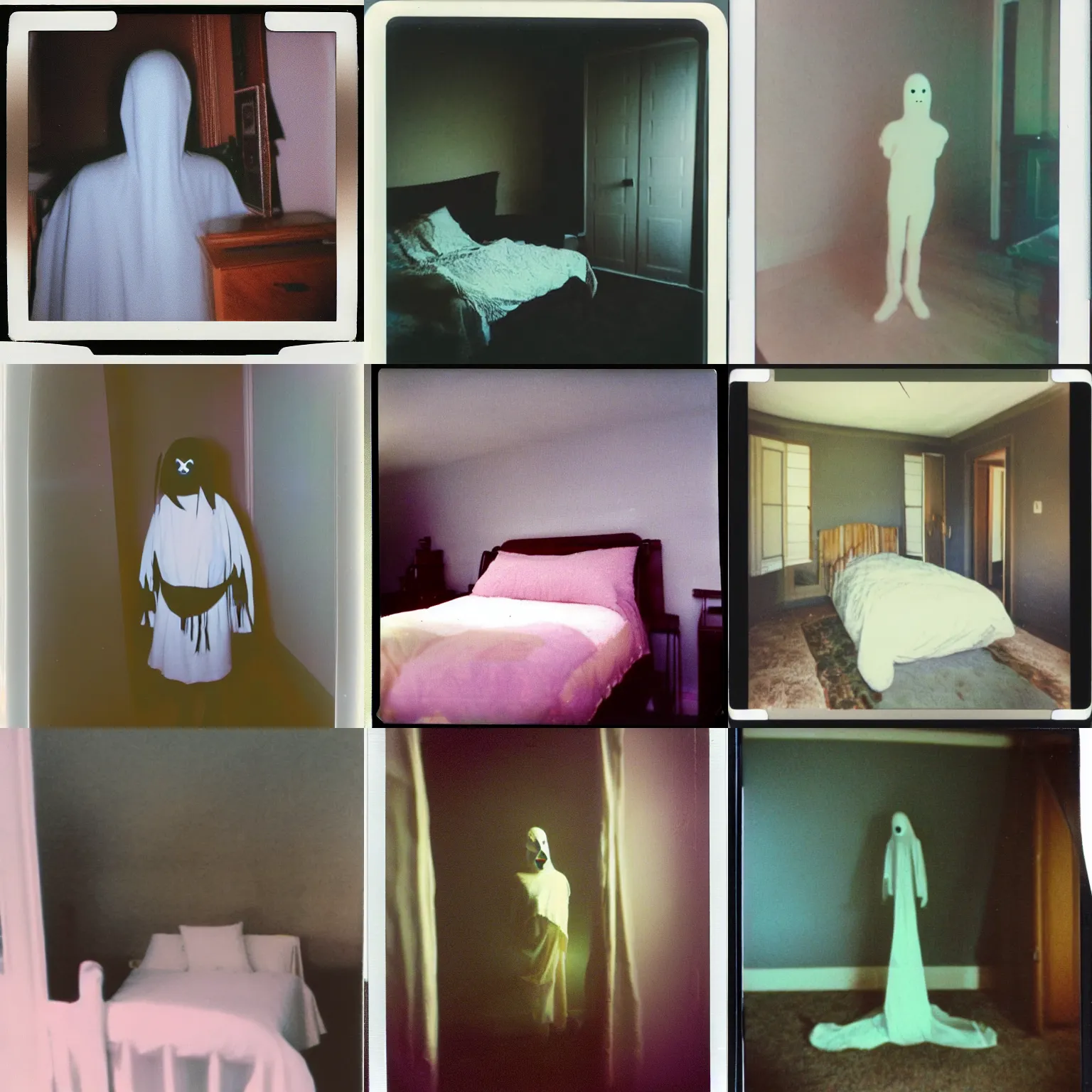 Prompt: polaroid coloured 1 9 9 8 photo of the ghost spirit in bedroom