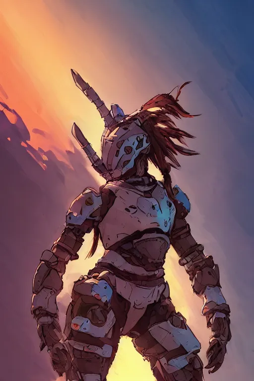 Image similar to combination suit armor aloy horizon forbidden west horizon zero dawn robot ninja mask helmet backpack tribal, art gta 5 comics, official fanart behance hd artstation by jesper ejsing, by rhads, makoto shinkai and lois van baarle, ilya kuvshinov, ossdraws radiating a glowing aura cgi rtx 2 0 2 2