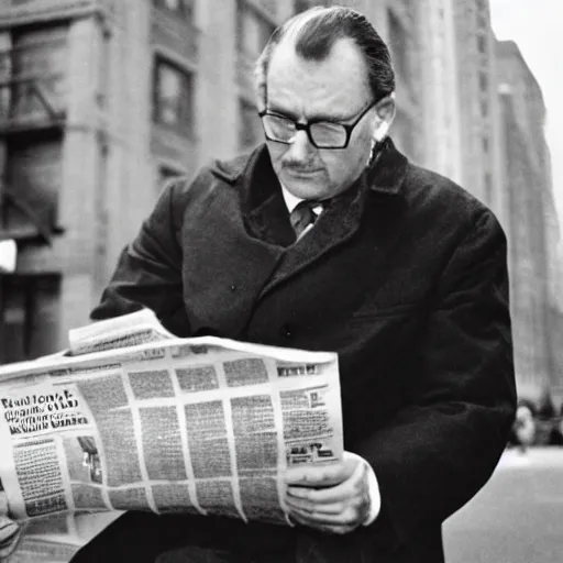 Image similar to Gordan freeman reading a newspaper in newyork city