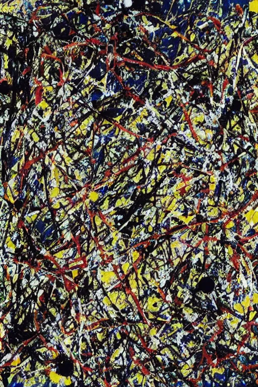 Image similar to tinnitus, by jackson pollock