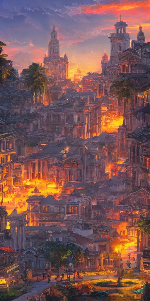 Prompt: Beautiful old city of Manila City, Philippines, magical summer, trending on artstation, 50mm, by Noah Bradley