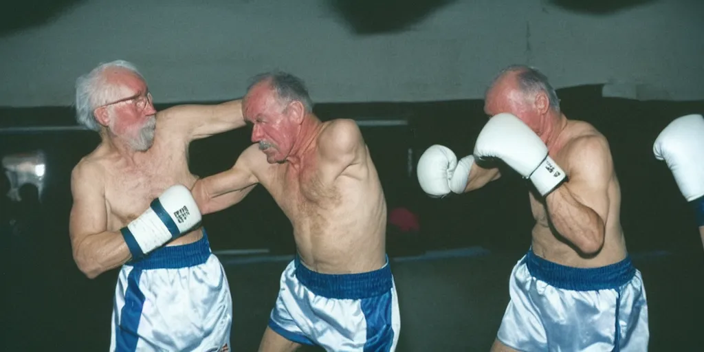 Image similar to scallywag jim, old irish man boxing, cinestill 8 0 0 t