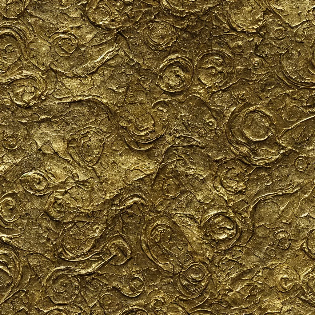 Image similar to seamless tileable texture of damaged metal gold, realistic, very detailed, beautiful, intricate details, sharp focus, substance designer, substance render, substance painter, marmoset, unreal engine, octane render