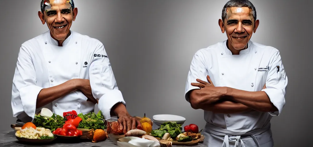 Prompt: portrait of a chef obama, 8k, ultra hd