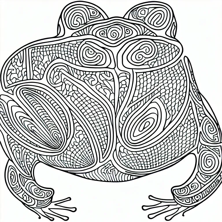 Image similar to beautiful frog, ornamental, fractal, line art, vector, outline, simplified, colouring page